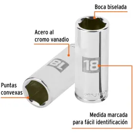 Dados 18mm E3/8 Tubulares Hexagonales CrVanadio, Truper 13778 Truper-Dados 18mm E3/8 Tubulares Hexagonales CrVanadio, Truper 137