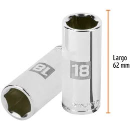 Dados 18mm E3/8 Tubulares Hexagonales CrVanadio, Truper 13778 Truper-Dados 18mm E3/8 Tubulares Hexagonales CrVanadio, Truper 137