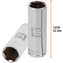 Dados 16mm E3/8 Tubulares Hexagonales CrVanadio, Truper 13776 Truper-Dados 16mm E3/8 Tubulares Hexagonales CrVanadio, Truper 137