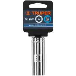 Dados 16mm E3/8 Tubulares Hexagonales CrVanadio, Truper 13776 Truper-Dados 16mm E3/8 Tubulares Hexagonales CrVanadio, Truper 137