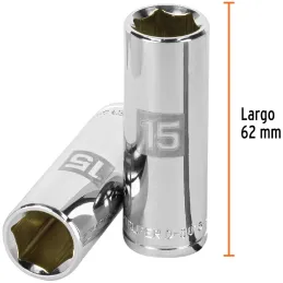 Dados 15mm E3/8 Tubulares Hexagonales CrVanadio, Truper 13775 Truper-Dados 15mm E3/8 Tubulares Hexagonales CrVanadio, Truper 137