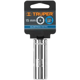 Dados 15mm E3/8 Tubulares Hexagonales CrVanadio, Truper 13775 Truper-Dados 15mm E3/8 Tubulares Hexagonales CrVanadio, Truper 137