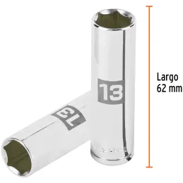 Dados 13mm E3/8 Tubulares Hexagonales CrVanadio, Truper 13773 Truper-Dados 13mm E3/8 Tubulares Hexagonales CrVanadio, Truper 137