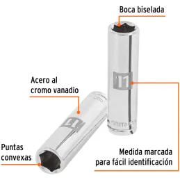 Dados 11mm E3/8 Tubulares Hexagonales CrVanadio, Truper 13771 Truper-Dados 11mm E3/8 Tubulares Hexagonales CrVanadio, Truper 137