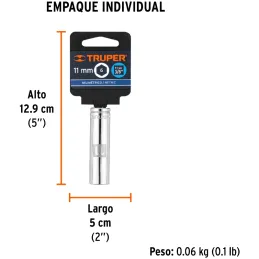 Dados 11mm E3/8 Tubulares Hexagonales CrVanadio, Truper 13771 Truper-Dados 11mm E3/8 Tubulares Hexagonales CrVanadio, Truper 137