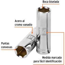 Dados 14mm E3/8 Tubulares Hexagonales CrVanadio, Truper 13774 Truper-Dados 14mm E3/8 Tubulares Hexagonales CrVanadio, Truper 137