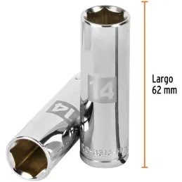Dados 14mm E3/8 Tubulares Hexagonales CrVanadio, Truper 13774 Truper-Dados 14mm E3/8 Tubulares Hexagonales CrVanadio, Truper 137