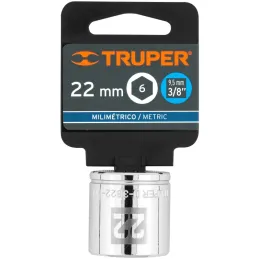 Dados 22mm E3/8 Hexagonales CrVanadio, Truper 13686 Truper-Dados 22mm E3/8 Hexagonales CrVanadio, Truper 13686 Fabricado en acer
