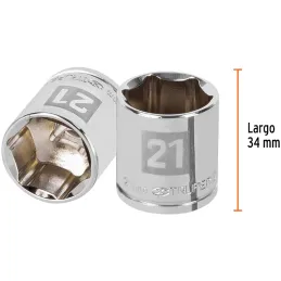 Dados 21mm E3/8 Hexagonales CrVanadio, Truper 13685 Truper-Dados 21mm E3/8 Hexagonales CrVanadio, Truper 13685 Fabricado en acer