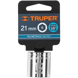 Dados 21mm E3/8 Hexagonales CrVanadio, Truper 13685 Truper-Dados 21mm E3/8 Hexagonales CrVanadio, Truper 13685 Fabricado en acer