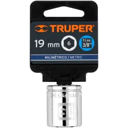 Dados 19mm E3/8 Hexagonales CrVanadio, Truper 13683 Truper-Dados 19mm E3/8 Hexagonales CrVanadio, Truper 13683 Fabricado en acer