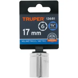 Dados 17mm E3/8 Hexagonales CrVanadio, Truper 13681 Truper-Dados 17mm E3/8 Hexagonales CrVanadio, Truper 13681 Fabricado en acer