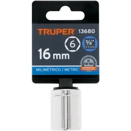 Dados 16mm E3/8 Hexagonales CrVanadio, Truper 13680 Truper-Dados 16mm E3/8 Hexagonales CrVanadio, Truper 13680 Fabricado en acer