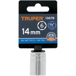 Dados 14mm E3/8 Hexagonales CrVanadio, Truper 13678 Truper-Dados 14mm E3/8 Hexagonales CrVanadio, Truper 13678 Fabricado en acer