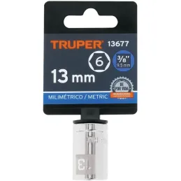 Dados 13mm E3/8 Hexagonales CrVanadio, Truper 13677 Truper-Dados 13mm E3/8 Hexagonales CrVanadio, Truper 13677 Fabricado en acer