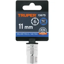 Dados 11mm E3/8 Hexagonales CrVanadio, Truper 13675 Truper-Dados 11mm E3/8 Hexagonales CrVanadio, Truper 13675 Fabricado en acer