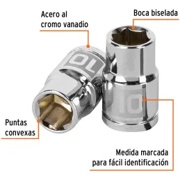 Dados 10mm E3/8 Hexagonales CrVanadio, Truper 13674 Truper-Dados 10mm E3/8 Hexagonales CrVanadio, Truper 13674 Fabricado en acer