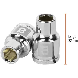 Dados 8mm E3/8 Hexagonales CrVanadio, Truper 13672 Truper-Dados 8mm E3/8 Hexagonales CrVanadio, Truper 13672 Fabricado en acero 