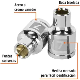 Dados 7mm E3/8 Hexagonales CrVanadio, Truper 13671 Truper-Dados 7mm E3/8 Hexagonales CrVanadio, Truper 13671 Fabricado en acero 