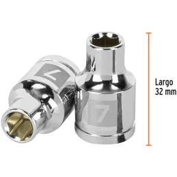 Dados 7mm E3/8 Hexagonales CrVanadio, Truper 13671 Truper-Dados 7mm E3/8 Hexagonales CrVanadio, Truper 13671 Fabricado en acero 