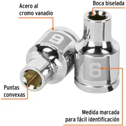 Dados 6mm E3/8 Hexagonales CrVanadio, Truper 13670 Truper-Dados 6mm E3/8 Hexagonales CrVanadio, Truper 13670 Fabricado en acero 