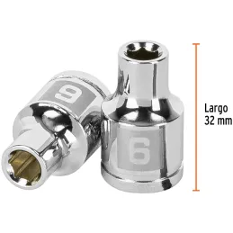 Dados 6mm E3/8 Hexagonales CrVanadio, Truper 13670 Truper-Dados 6mm E3/8 Hexagonales CrVanadio, Truper 13670 Fabricado en acero 