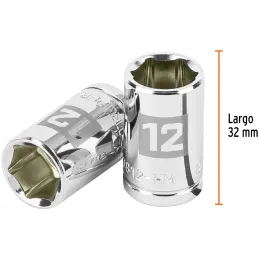 Dados 12mm E3/8 Hexagonales CrVanadio, Truper 13676 Truper-Dados 12mm E3/8 Hexagonales CrVanadio, Truper 13676 Fabricado en acer