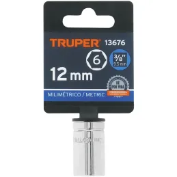 Dados 12mm E3/8 Hexagonales CrVanadio, Truper 13676 Truper-Dados 12mm E3/8 Hexagonales CrVanadio, Truper 13676 Fabricado en acer