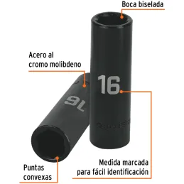 Dados 16mm E1/2 Impacto Tubulares Hexagonales CrMolibdeno, Truper 12428 Truper-Dados 16mm E1/2 Impacto Tubulares Hexagonales CrM