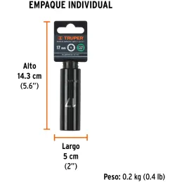 Dados 17mm E1/2 Impacto Tubulares Hexagonales CrMolibdeno, Truper 12429 Truper-Dados 17mm E1/2 Impacto Tubulares Hexagonales CrM