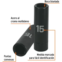 Dados 15mm E1/2 Impacto Tubulares Hexagonales CrMolibdeno, Truper 12427 Truper-Dados 15mm E1/2 Impacto Tubulares Hexagonales CrM