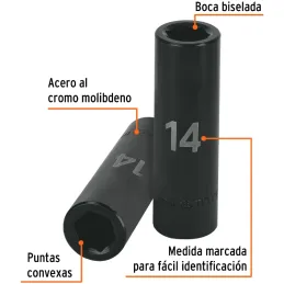 Dados 14mm E1/2 Impacto Tubulares Hexagonales CrMolibdeno, Truper 12426 Truper-Dados 14mm E1/2 Impacto Tubulares Hexagonales CrM