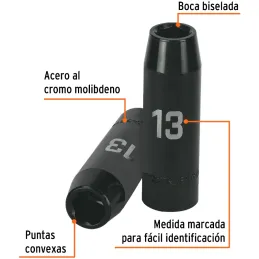 Dados 13mm E1/2 Impacto Tubulares Hexagonales CrMolibdeno, Truper 12425 Truper-Dados 13mm E1/2 Impacto Tubulares Hexagonales CrM