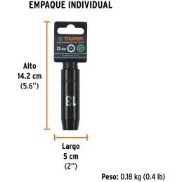 Dados 13mm E1/2 Impacto Tubulares Hexagonales CrMolibdeno, Truper 12425 Truper-Dados 13mm E1/2 Impacto Tubulares Hexagonales CrM