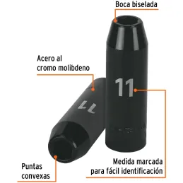 Dados 11mm E1/2 Impacto Tubulares Hexagonales CrMolibdeno, Truper 12423 Truper-Dados 11mm E1/2 Impacto Tubulares Hexagonales CrM