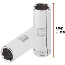 Dados 18mm E1/2 Tubulares Hexagonales CrVanadio, Truper 13358 Truper-Dados 18mm E1/2 Tubulares Hexagonales CrVanadio, Truper 133