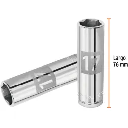 Dados 17mm E1/2 Tubulares Hexagonales CrVanadio, Truper 13357 Truper-Dados 17mm E1/2 Tubulares Hexagonales CrVanadio, Truper 133