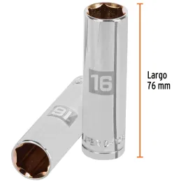 Dados 16mm E1/2 Tubulares Hexagonales CrVanadio, Truper 13356 Truper-Dados 16mm E1/2 Tubulares Hexagonales CrVanadio, Truper 133