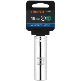 Dados 15mm E1/2 Tubulares Hexagonales CrVanadio, Truper 13355 Truper-Dados 15mm E1/2 Tubulares Hexagonales CrVanadio, Truper 133