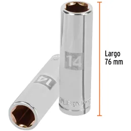 Dados 14mm E1/2 Tubulares Hexagonales CrVanadio, Truper 13354 Truper-Dados 14mm E1/2 Tubulares Hexagonales CrVanadio, Truper 133
