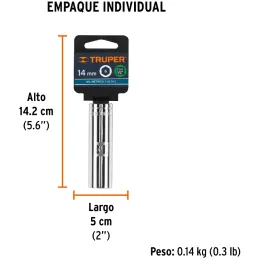 Dados 14mm E1/2 Tubulares Hexagonales CrVanadio, Truper 13354 Truper-Dados 14mm E1/2 Tubulares Hexagonales CrVanadio, Truper 133