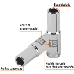 Dados 13mm E1/2 Tubulares Hexagonales CrVanadio, Truper 13353 Truper-Dados 13mm E1/2 Tubulares Hexagonales CrVanadio, Truper 133