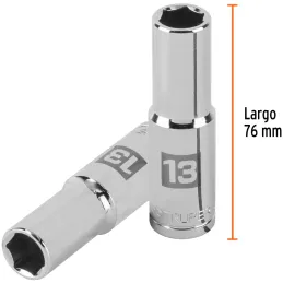 Dados 13mm E1/2 Tubulares Hexagonales CrVanadio, Truper 13353 Truper-Dados 13mm E1/2 Tubulares Hexagonales CrVanadio, Truper 133