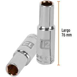 Dados 12mm E1/2 Tubulares Hexagonales CrVanadio, Truper 13352 Truper-Dados 12mm E1/2 Tubulares Hexagonales CrVanadio, Truper 133