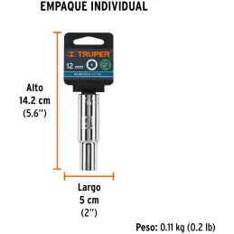 Dados 12mm E1/2 Tubulares Hexagonales CrVanadio, Truper 13352 Truper-Dados 12mm E1/2 Tubulares Hexagonales CrVanadio, Truper 133