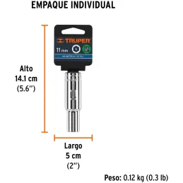 Dados 11mm E1/2 Tubulares Hexagonales CrVanadio, Truper 13351 Truper-Dados 11mm E1/2 Tubulares Hexagonales CrVanadio, Truper 133