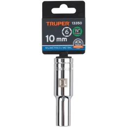 Dados 10mm E1/2 Tubulares Hexagonales CrVanadio, Truper 13350 Truper-Dados 10mm E1/2 Tubulares Hexagonales CrVanadio, Truper 133