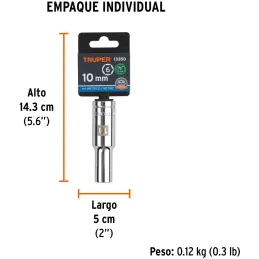 Dados 10mm E1/2 Tubulares Hexagonales CrVanadio, Truper 13350 Truper-Dados 10mm E1/2 Tubulares Hexagonales CrVanadio, Truper 133