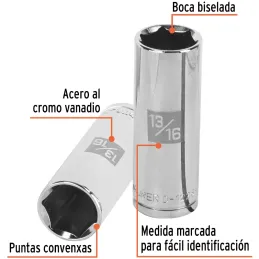 Dados para Bujia 13/16" E1/2 Tubulares Hexagonales, Truper 13330 Truper-Dados para Bujia 13/16" E1/2 Tubulares Hexagonales, Trup