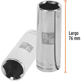 Dados para Bujia 13/16" E1/2 Tubulares Hexagonales, Truper 13330 Truper-Dados para Bujia 13/16" E1/2 Tubulares Hexagonales, Trup